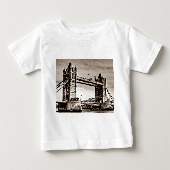 Camiseta De Bebé Vintage Sepia London Tower Bridge (Anverso)