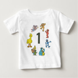 Camiseta De Bebé Vintage Sesame Street Characters Birthday Baby T-S