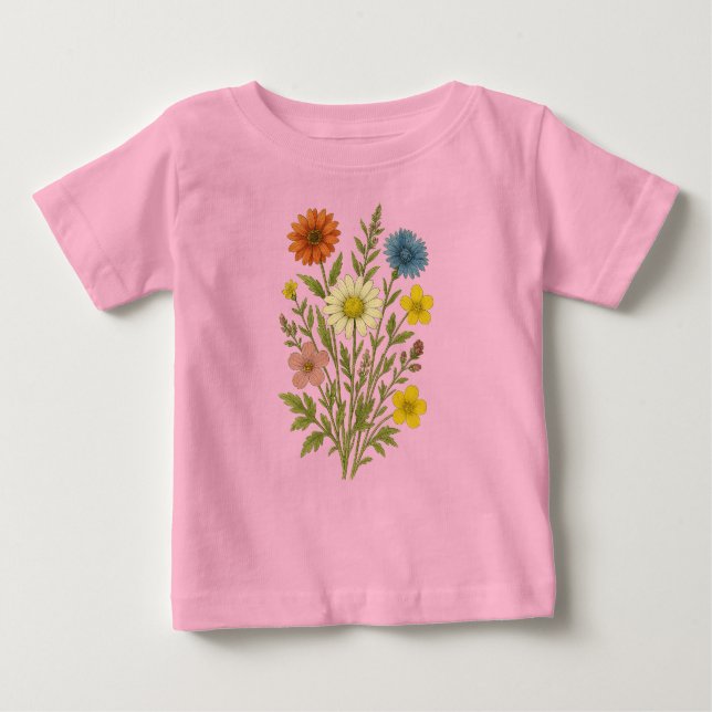 Camiseta De Bebé Vintage wildflower (Anverso)