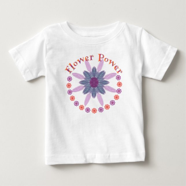 Camiseta De Bebé Violeta del flower power (Anverso)