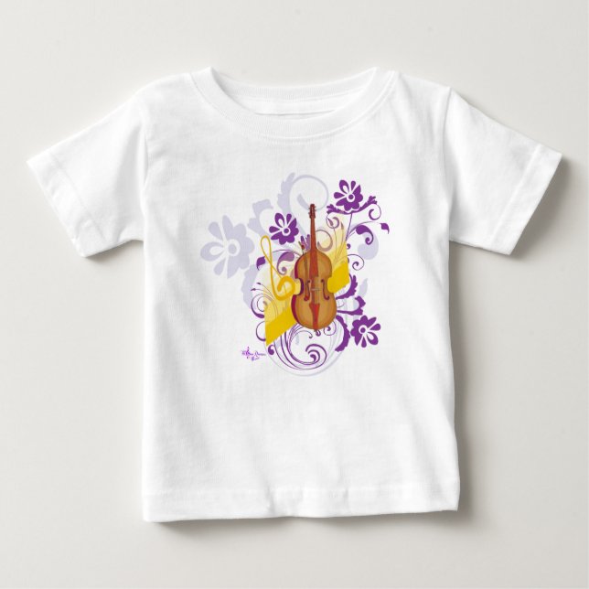 Camiseta De Bebé Violin Floral Bebé Bebé Vestido Blanco Sin Mangas (Anverso)