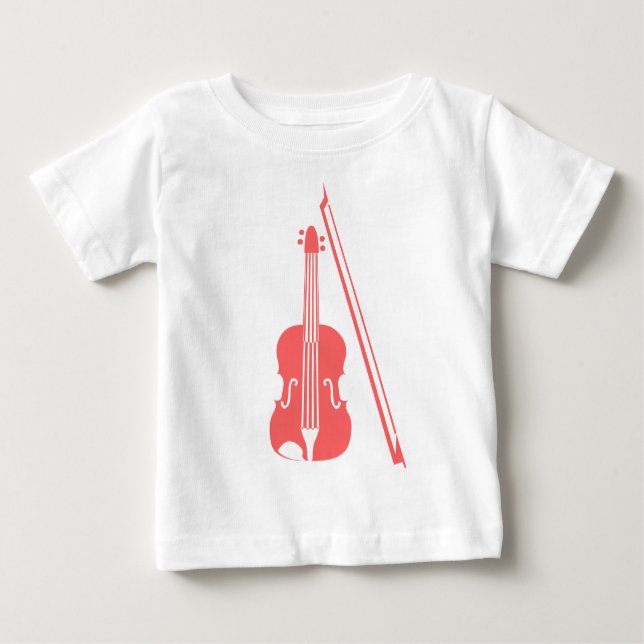 Camiseta De Bebé Violín - Rosa tropical (Anverso)