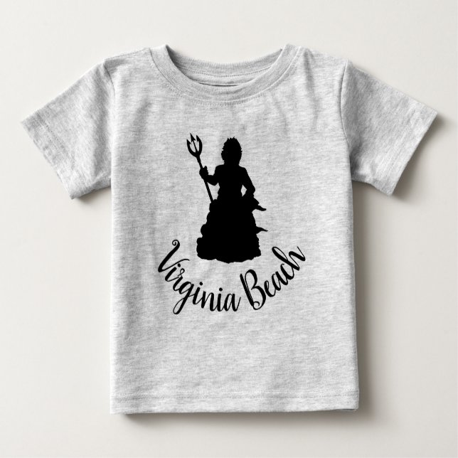 Camiseta De Bebé Virginia Beach, VA Neptune Statue Silhouette (Anverso)