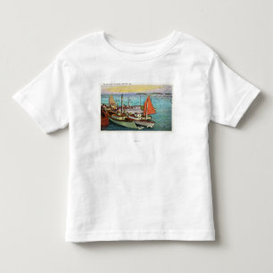Camiseta De Bebé Vista de gaviotas y de naves en el muelle