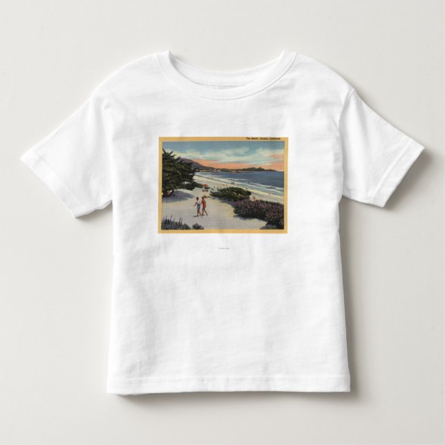 Camiseta De Bebé Vista de la playa, el caminar de los Sunbathers (Anverso)