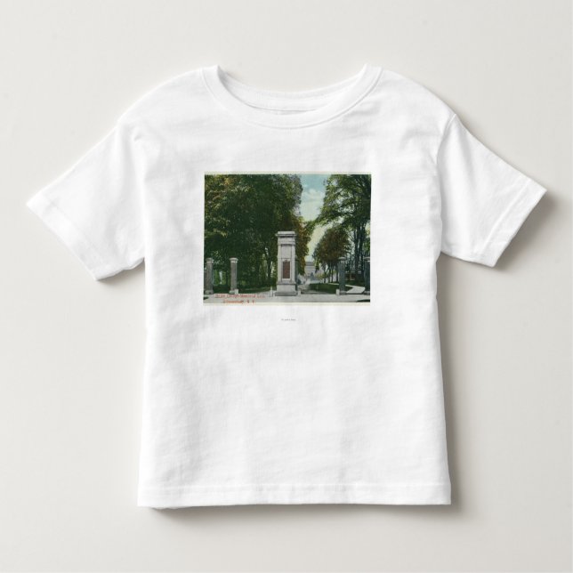 Camiseta De Bebé Vista de la puerta del monumento de la universidad (Anverso)