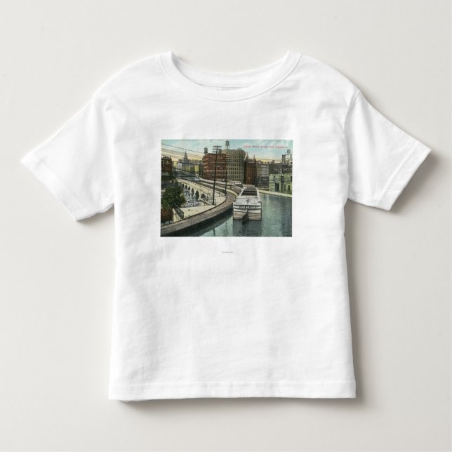 Camiseta De Bebé Vista de los barcos de canal que pasan el (Anverso)
