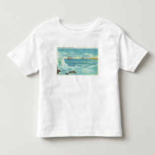 Camiseta De Bebé Vista de una escena de la resaca, naves en la