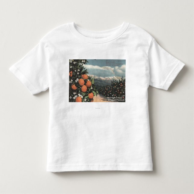 Camiseta De Bebé Vista de una huerta anaranjada con las montañas (Anverso)