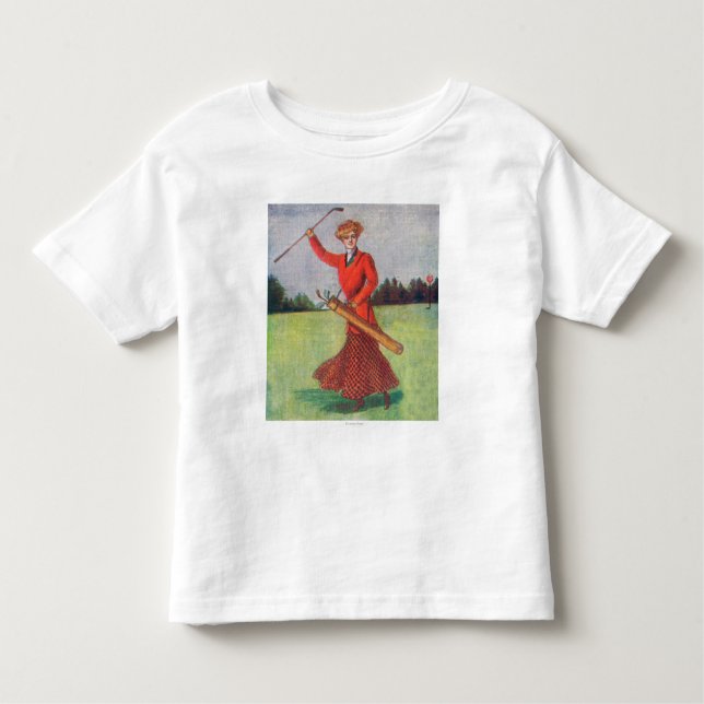 Camiseta De Bebé Vista de una mujer en el golf rojo (Anverso)