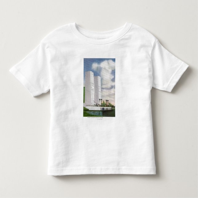 Camiseta De Bebé Vista del aterrizaje y de los pilones del barco (Anverso)