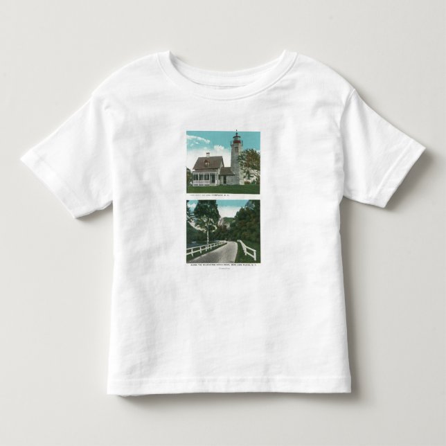 Camiseta De Bebé Vista del faro de Champlain del lago (Anverso)