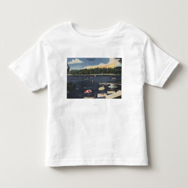 Camiseta De Bebé Vista del lago, orilla arbolada (Anverso)