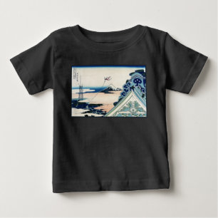 Camiseta De Bebé Vista del templo Honganji del Monte Fuji Grabado e
