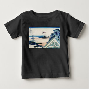 Camiseta De Bebé Vista del templo Honganji del Monte Fuji Grabado e