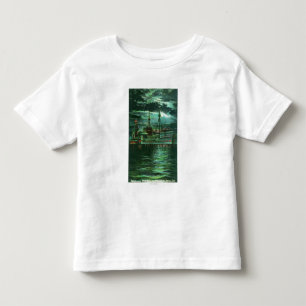 Camiseta De Bebé Vista iluminada por la luna del hotel de la nave