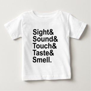 Camiseta De Bebé Vista Sonido Tacto Gusto Olfato   Cinco Sentidos