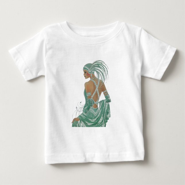Camiseta De Bebé Vistazo a la elegancia: Diseño de un vestido verde (Anverso)