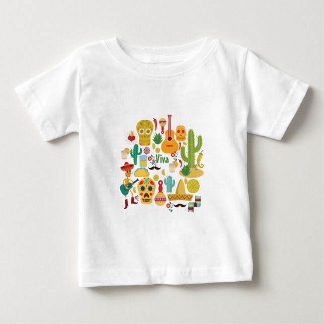 Camiseta De Bebé viva méxico (Anverso)