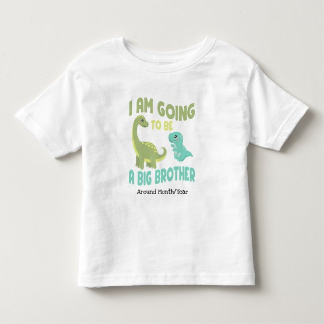Camiseta De Bebé Voy a ser el hermano mayor, Dinosaur baby Reveal (Anverso)