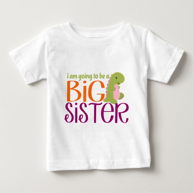 Camiseta De Bebé Voy a ser una Gran Hermana - Dinosaurio (Anverso)