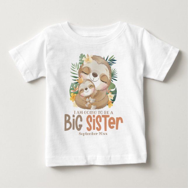 Camiseta De Bebé Voy A Ser Una Gran Hermana Invitación De Lema (Anverso)