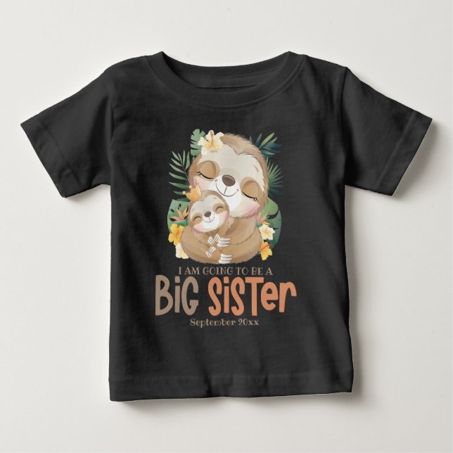 Camiseta De Bebé Voy A Ser Una Gran Hermana Invitación De Lema (Anverso)