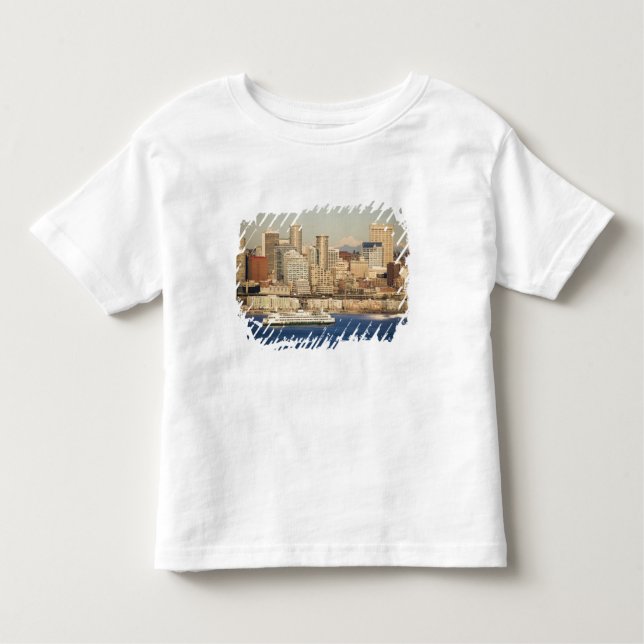 Camiseta De Bebé WA, Seattle, el perfil de Seattle y la bahía de El (Anverso)