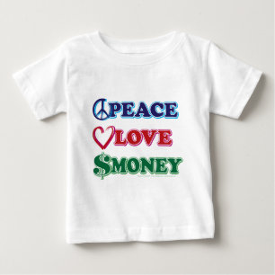 Camiseta De Bebé Wall Street/Peace Love Money