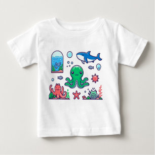 Camiseta De Bebé Water Animals Baby Bodysuit   Diversión oceánica p