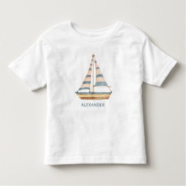 Camiseta De Bebé Watercolor Blue Stripe Sailboat