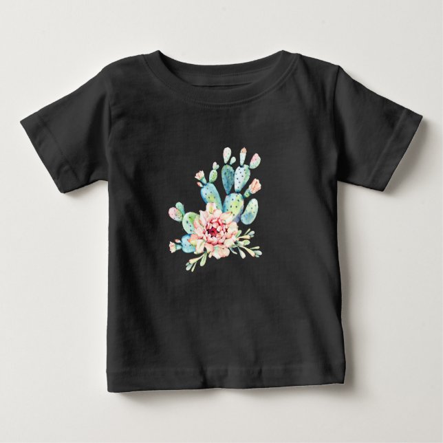 Camiseta De Bebé Watercolor Cacti Bloom (Anverso)