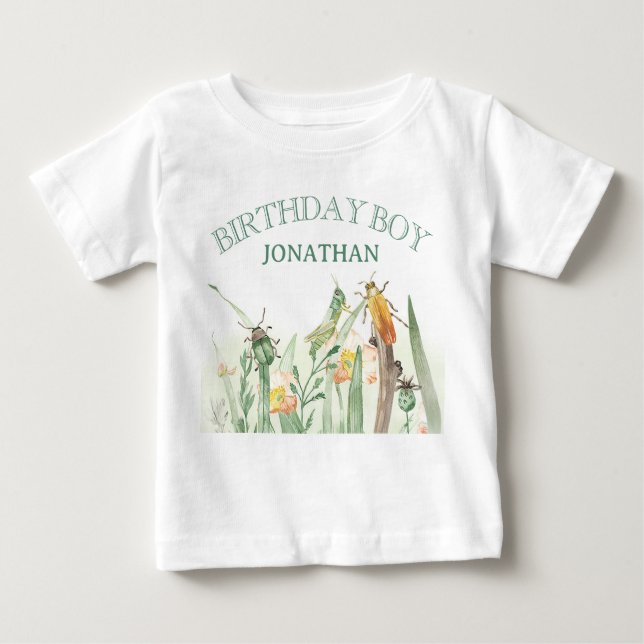 Camiseta De Bebé Watercolor Child's Bug Insect Birthday (Anverso)