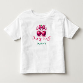 Camiseta De Bebé Watercolor Coquette Cherry 1º cumpleaños