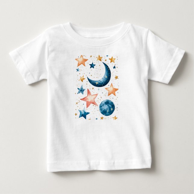 Camiseta De Bebé Watercolor de los sueños celestes (Anverso)
