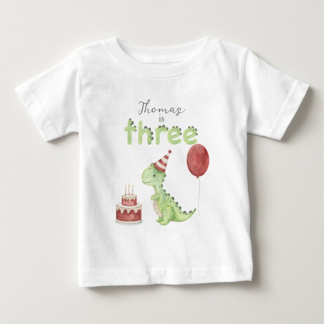 Camiseta De Bebé Watercolor Dinosaur 3rd birthday (Anverso)