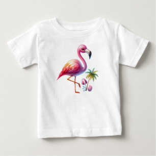 Camiseta De Bebé Watercolor Flamingo Personalizado Clipart