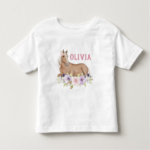 Camiseta De Bebé Watercolor Floral Brown Horse Birday
