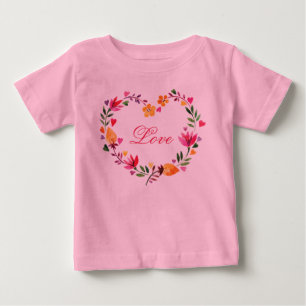 Camiseta De Bebé Watercolor Floral Love Heart Wreath