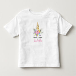 Camiseta De Bebé Watercolor Floral Unicornio Cumpleaños Personaliza