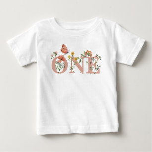 Camiseta De Bebé Watercolor Pequeña Flor silvestre 1er cumpleaños