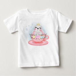 CAMISETA DE BEBÉ WATERCOLOR PINK EASTER BUNNY SITTING IN TEACUP