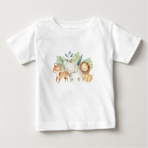 Camiseta De Bebé Watercolor Safari lion, elephant and tiger