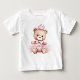 Camiseta De Bebé Watercolor Teddy Bear Girl 1st Birthday