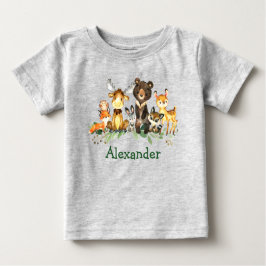 Camiseta De Bebé Watercolor Woodland Forest Animals Gray