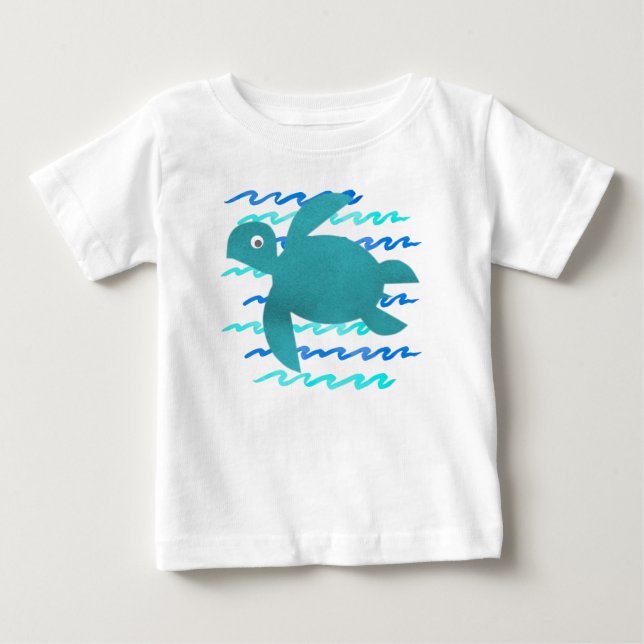 Camiseta De Bebé Waves de tortuga acuática (Anverso)