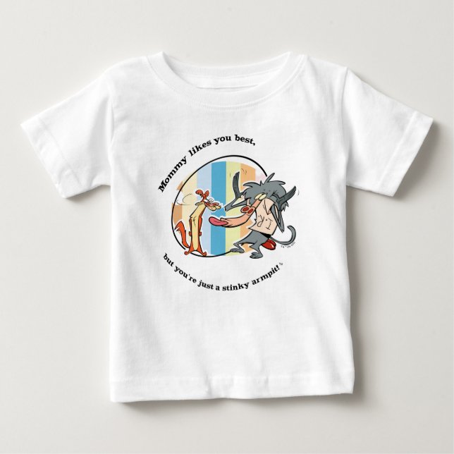 Camiseta De Bebé Weasel y Baboon "Mamá te gusta más" (Anverso)