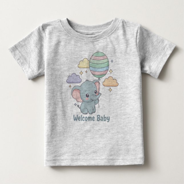 Camiseta De Bebé Welcome Baby Elephant Design (Anverso)