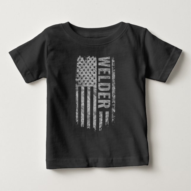 Camiseta De Bebé Welder USA Flag Distressed design (Anverso)