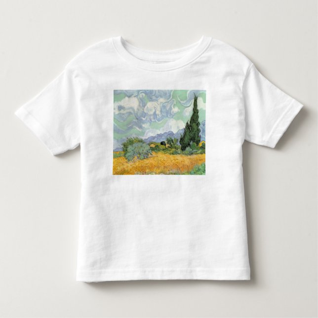 Camiseta De Bebé Wheatfield con los cipreses, 1889 de Vincent van (Anverso)